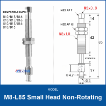 M8-L85 Small Head Non-Rotating spring-buffered vacuum cup mount