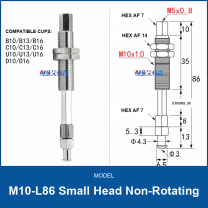M10-L86 Small Head Non-Rotating spring-buffered vacuum cup mount