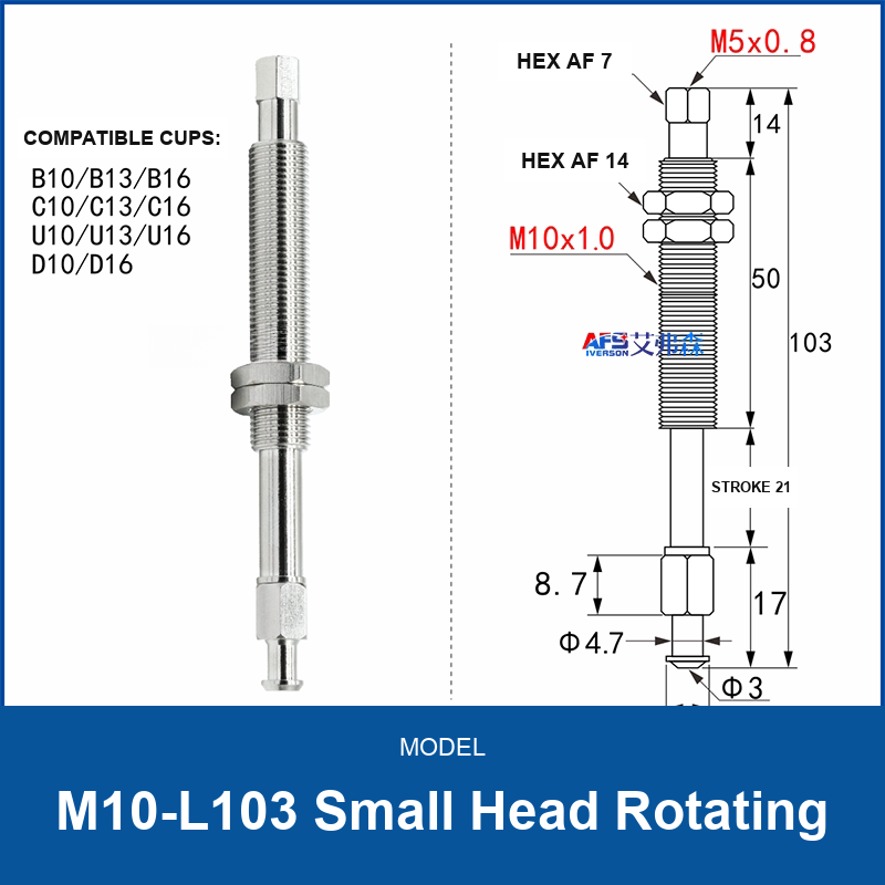 M10-L103 Small Head Rotating spring-buffered vacuum cup mount