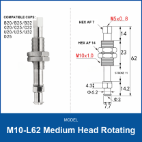 M10-L62 Medium Head Rotating spring-buffered vacuum cup mount