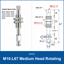 M10-L67 Medium Head Rotating spring-buffered vacuum cup mount