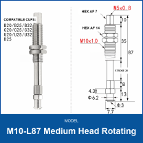 M10-L87 Medium Head Rotating spring-buffered vacuum cup mount