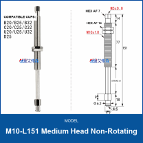 M10-L151 Medium Head Non-Rotating spring-buffered vacuum cup mount