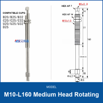 M10-L160 Medium Head Rotating spring-buffered vacuum cup mount