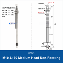 M10-L160 Medium Head Non-Rotating spring-buffered vacuum cup mount