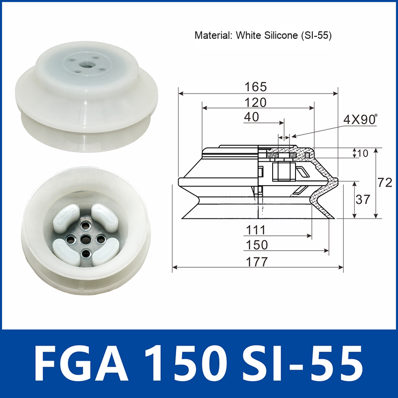 FGA FSGA Heavy-Duty Bellows Vacuum Suction Cups & Fittings