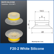 F-2 Corrugated Vacuum Suction Cups - Silicone & Nitrile Rubber