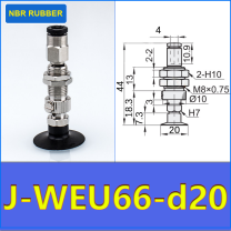 J-WEU66-D20 vacuum cup holder with dimensional drawing