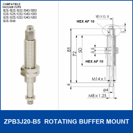 ZPB3J/ZPB3K Vacuum Cup Buffer Mounts & ZPT Accessories (10–50 mm)