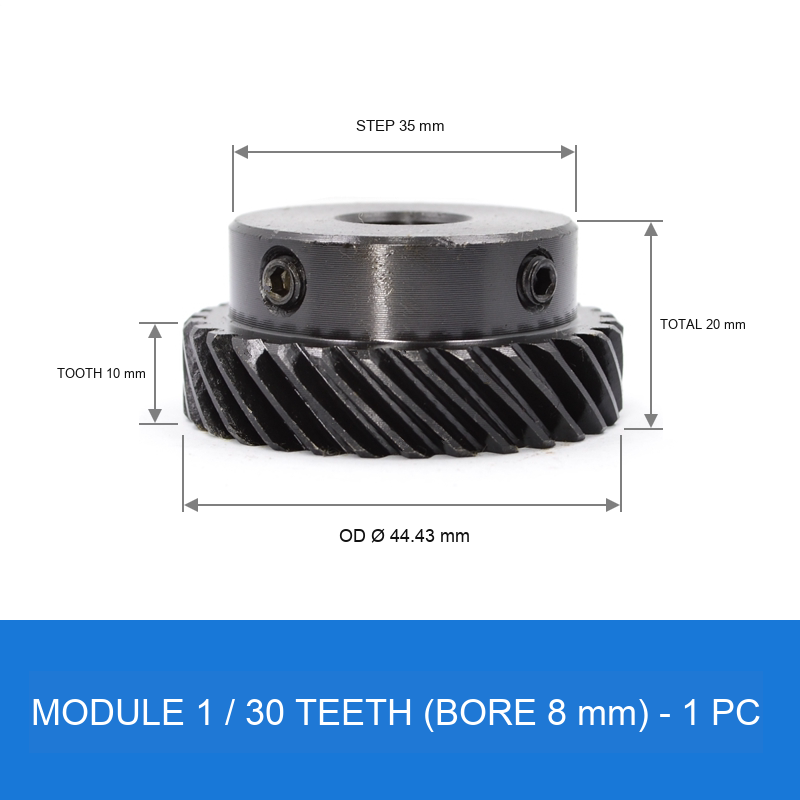Module 1 / 30T / Bore 8 mm helical gear technical drawing