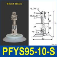 PFYS Spring-Loaded Vacuum Cup Assemblies – Silicone/NBR, 60–105 mm, 10–70 mm Stroke
