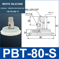 PBT-80-S PBT vacuum cup assembly with dimensional drawing