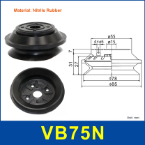 VB75 Black Cup Only (Without Base) vacuum suction cup and technical dimensions