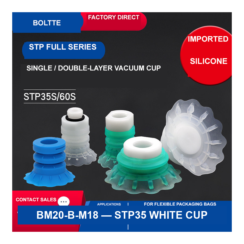 BM20-B-M18 STP35 White Cup Assembly vacuum cup component with dimensional drawing