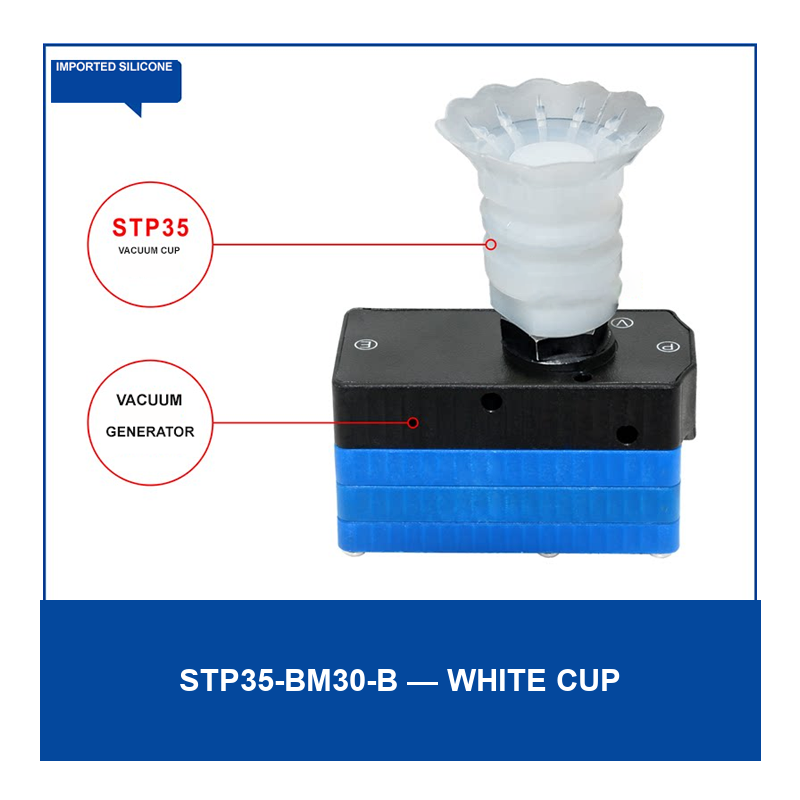 STP35-BM30-B White Cup vacuum cup component with dimensional drawing