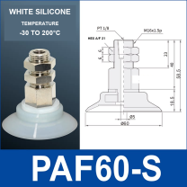 PAF-60-S White Silicone vacuum cup with dimensional drawing