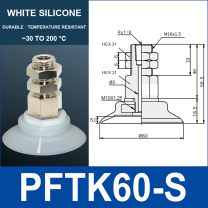 PFTK-60-S PFTK vacuum cup assembly with dimensional drawing