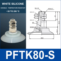 PFTK-80-S PFTK vacuum cup assembly with dimensional drawing