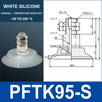 PFTK-95-S PFTK vacuum cup assembly with dimensional drawing