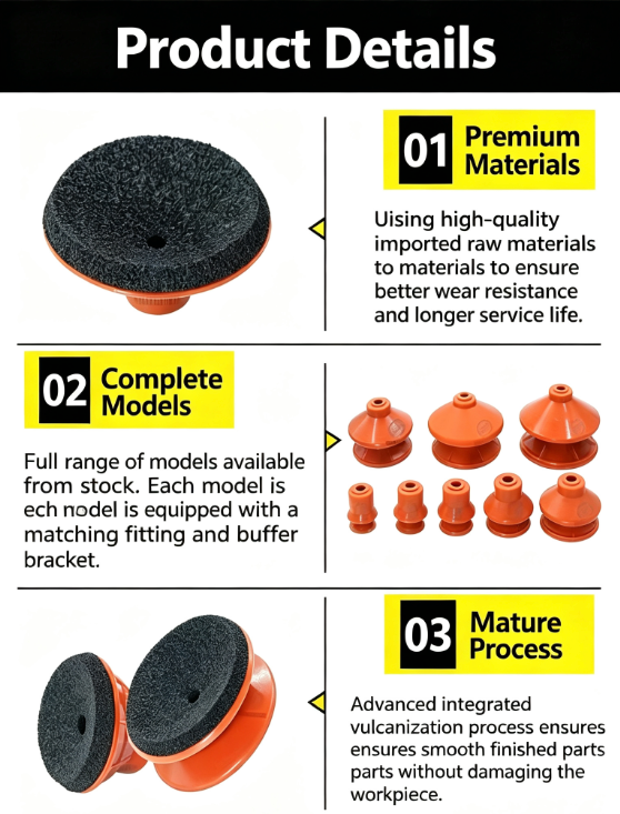 G & T Series Silicone Vacuum Suction Cups | Black Foam