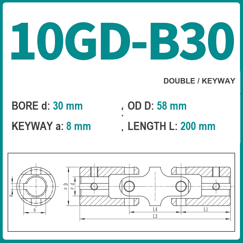 BOLTTE 10GD-B30 40Cr universal joint coupling dimension drawing