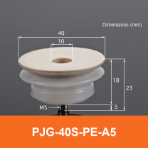 BOLTTE PJG-40S-PE-A5 non-marking vacuum suction cup with white silicone rubber and PE-A5 fitting