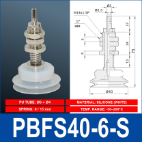 PBFS-40-6-S – Silicone PBFS spring-loaded vacuum cup mount with technical dimensions