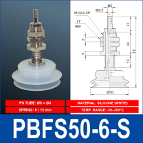 PBFS-50-6-S – Silicone PBFS spring-loaded vacuum cup mount with technical dimensions