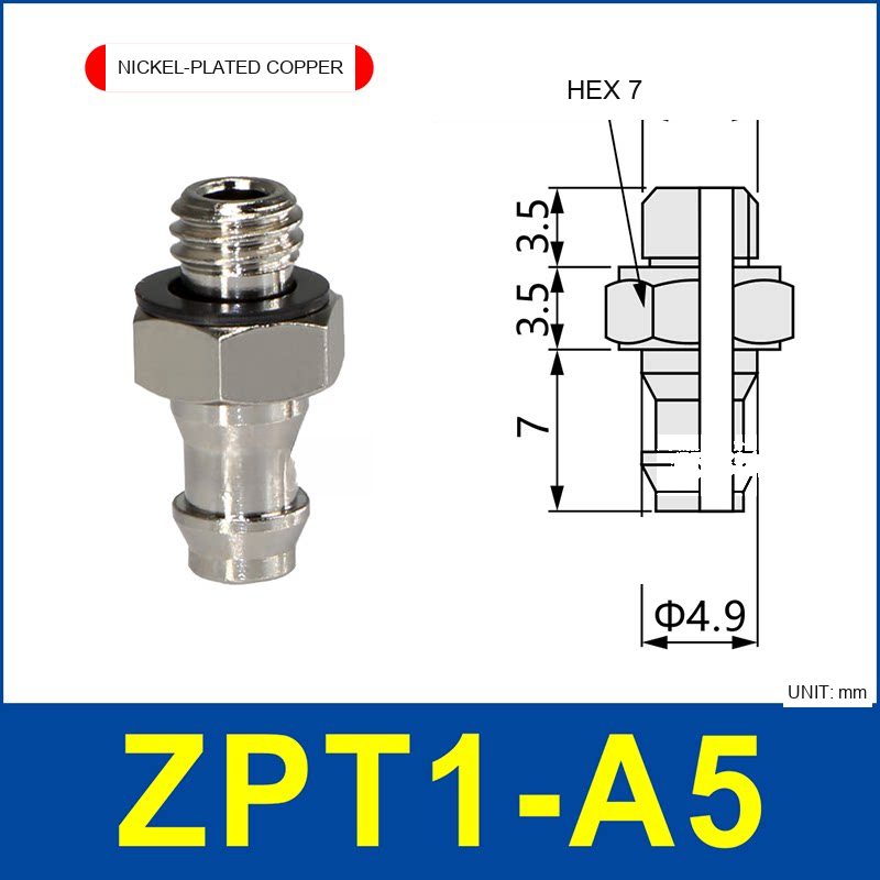 ZPT1-A5 industrial vacuum cup buffer mount or adapter with dimensional reference