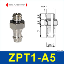 ZPT1-A5 industrial vacuum cup buffer mount or adapter with dimensional reference