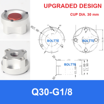 Q30-G1/8, Bernoulli non-contact vacuum cup or fitting with technical dimensions