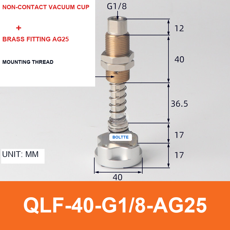 QLF-40-G1/8-AG25, Bernoulli non-contact vacuum cup or fitting with technical dimensions