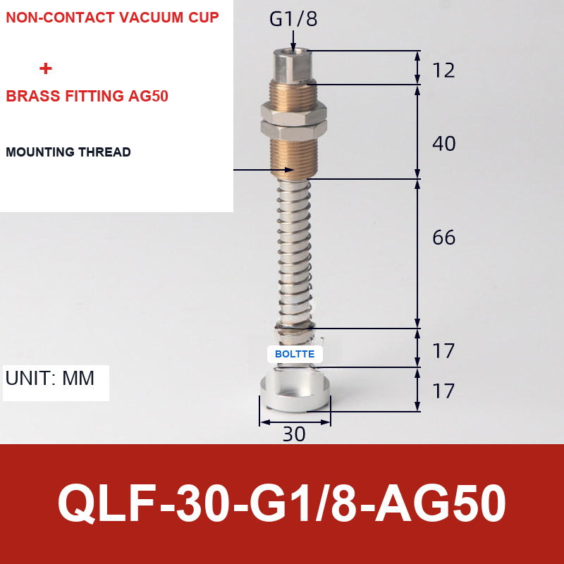 QLF-30-G1/8-AG50, Bernoulli non-contact vacuum cup or fitting with technical dimensions