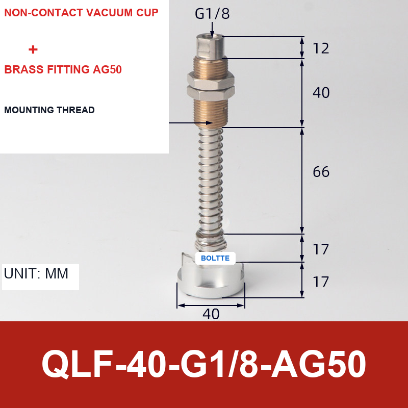 QLF-40-G1/8-AG50, Bernoulli non-contact vacuum cup or fitting with technical dimensions