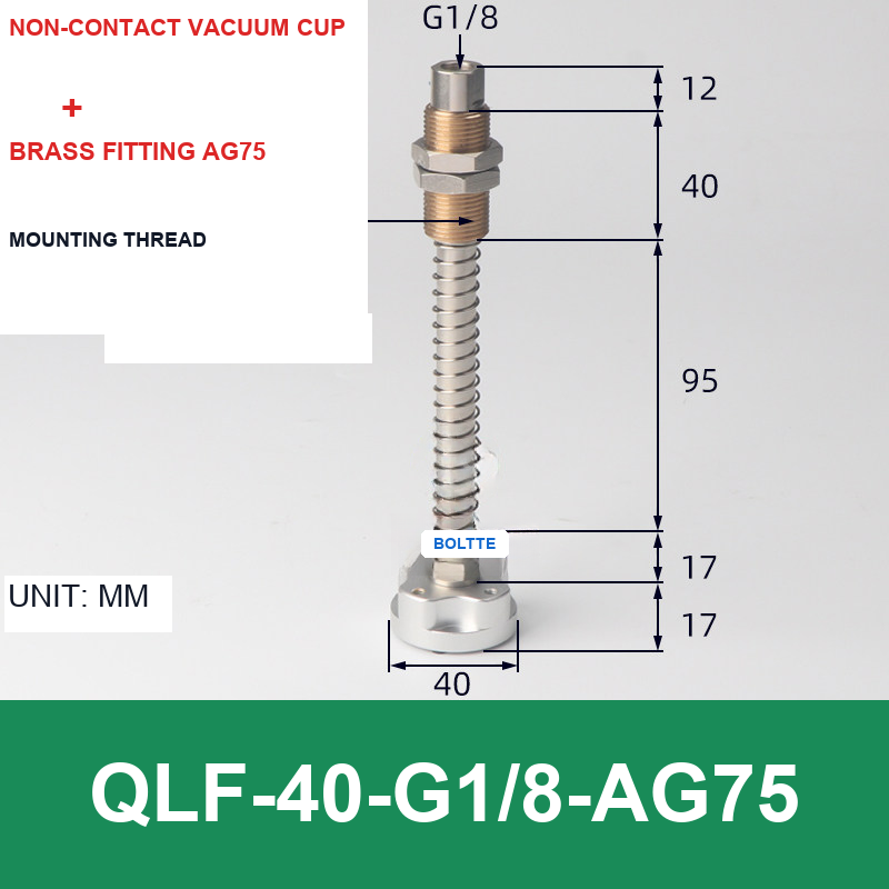 QLF-40-G1/8-AG75, Bernoulli non-contact vacuum cup or fitting with technical dimensions