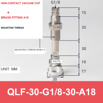 QLF-30-G1/8-30-A18, Bernoulli non-contact vacuum cup or fitting with technical dimensions