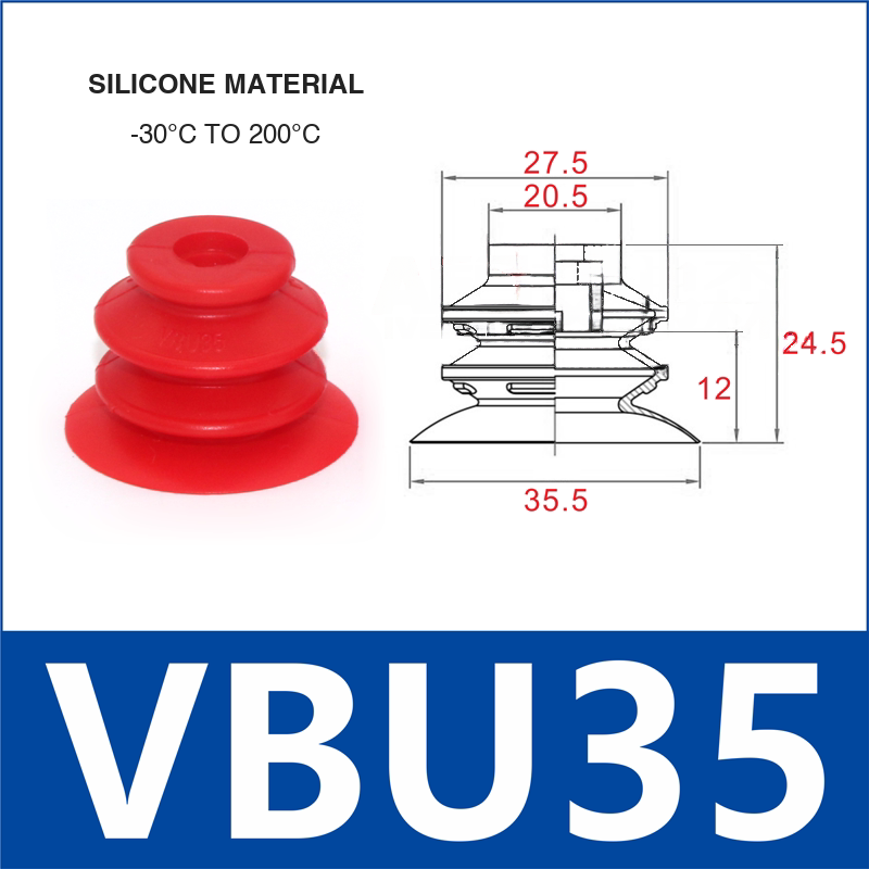 VBU Silicone Vacuum Suction Cups & Fittings