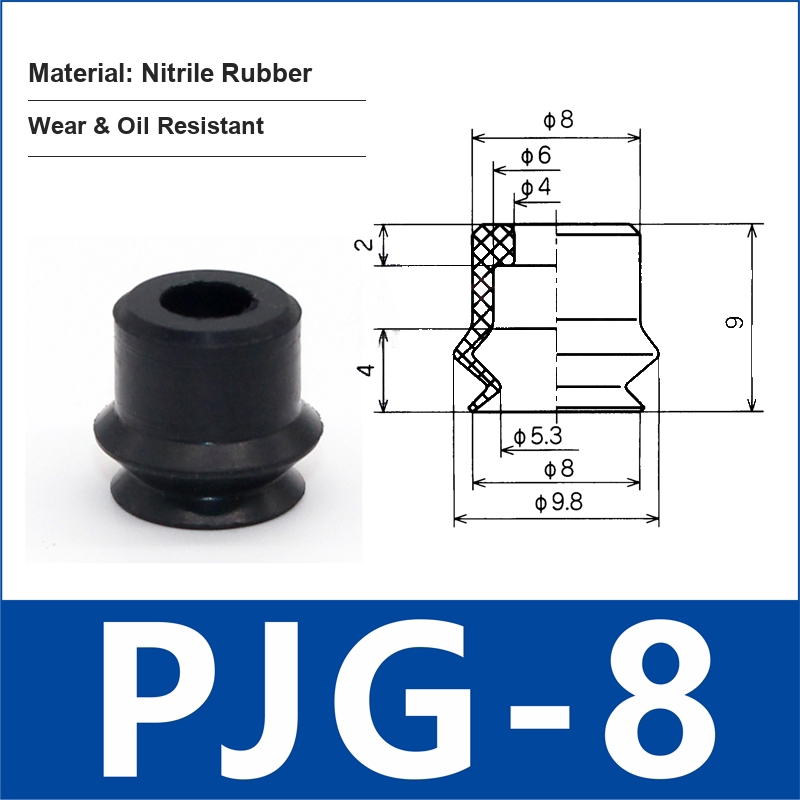 PJG-8 Black Nitrile Rubber vacuum suction cup or fitting