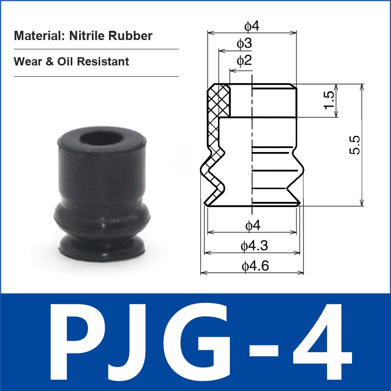 PJG-4 Black Nitrile Rubber vacuum suction cup or fitting