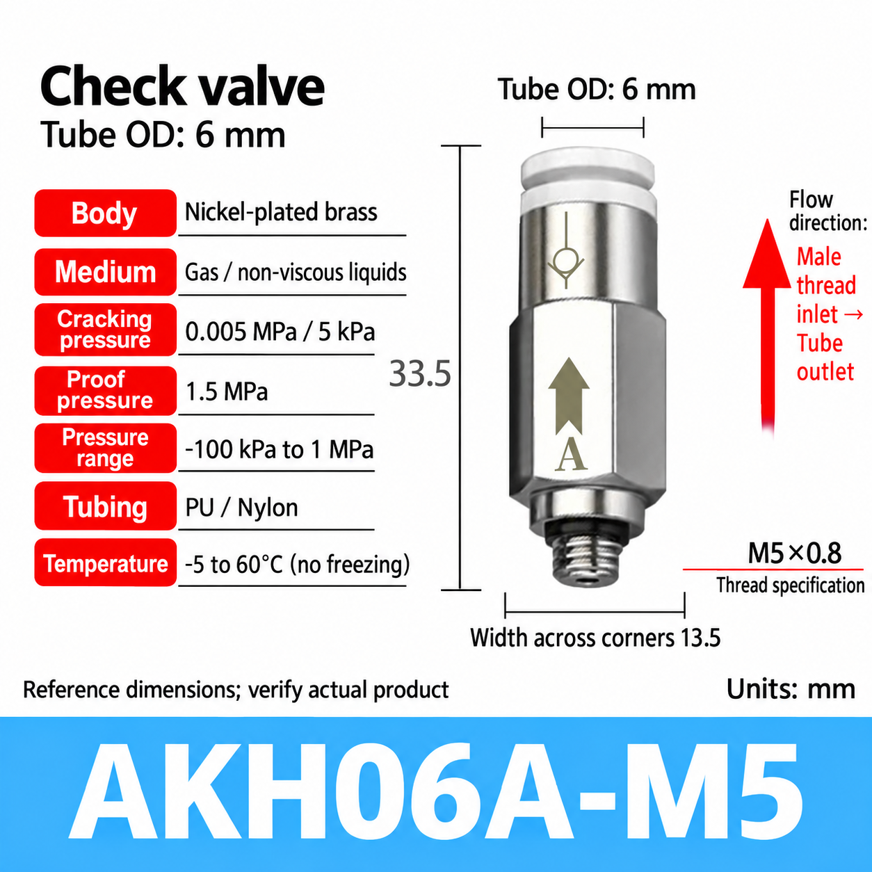 AKH06A-M5 pneumatic check valve