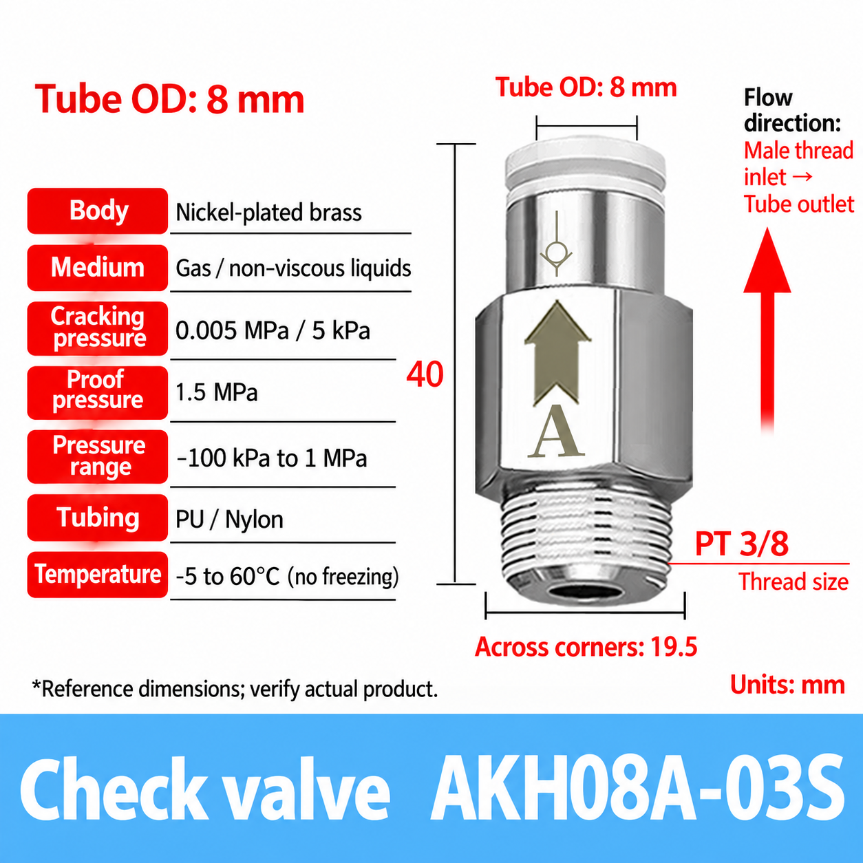 AKH08A-03S pneumatic check valve