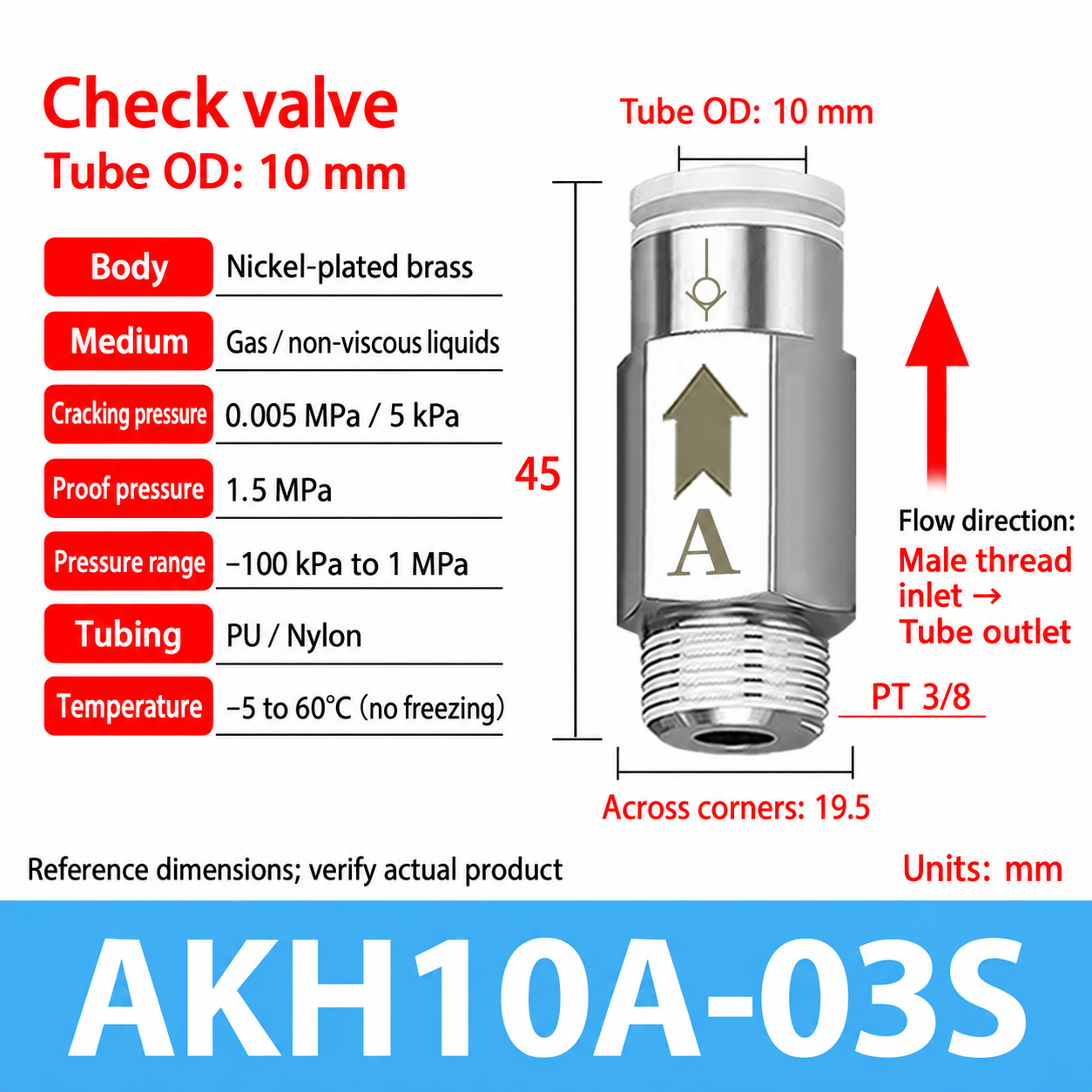 AKH10A-03S pneumatic check valve