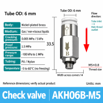 AKH06B-M5 pneumatic check valve