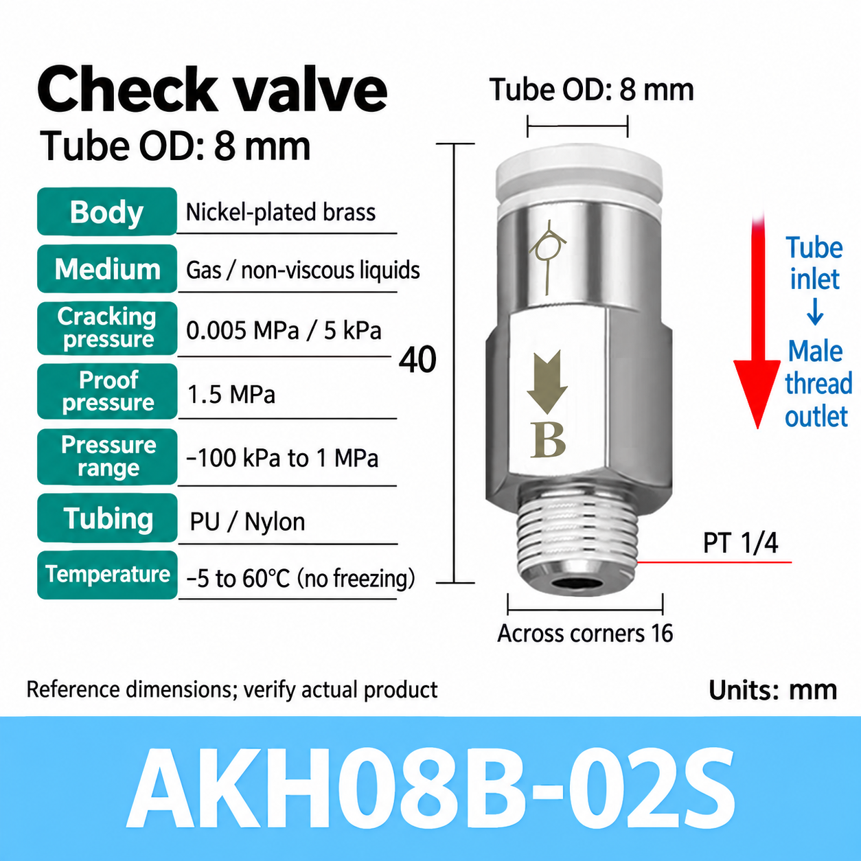 AKH08B-02S pneumatic check valve