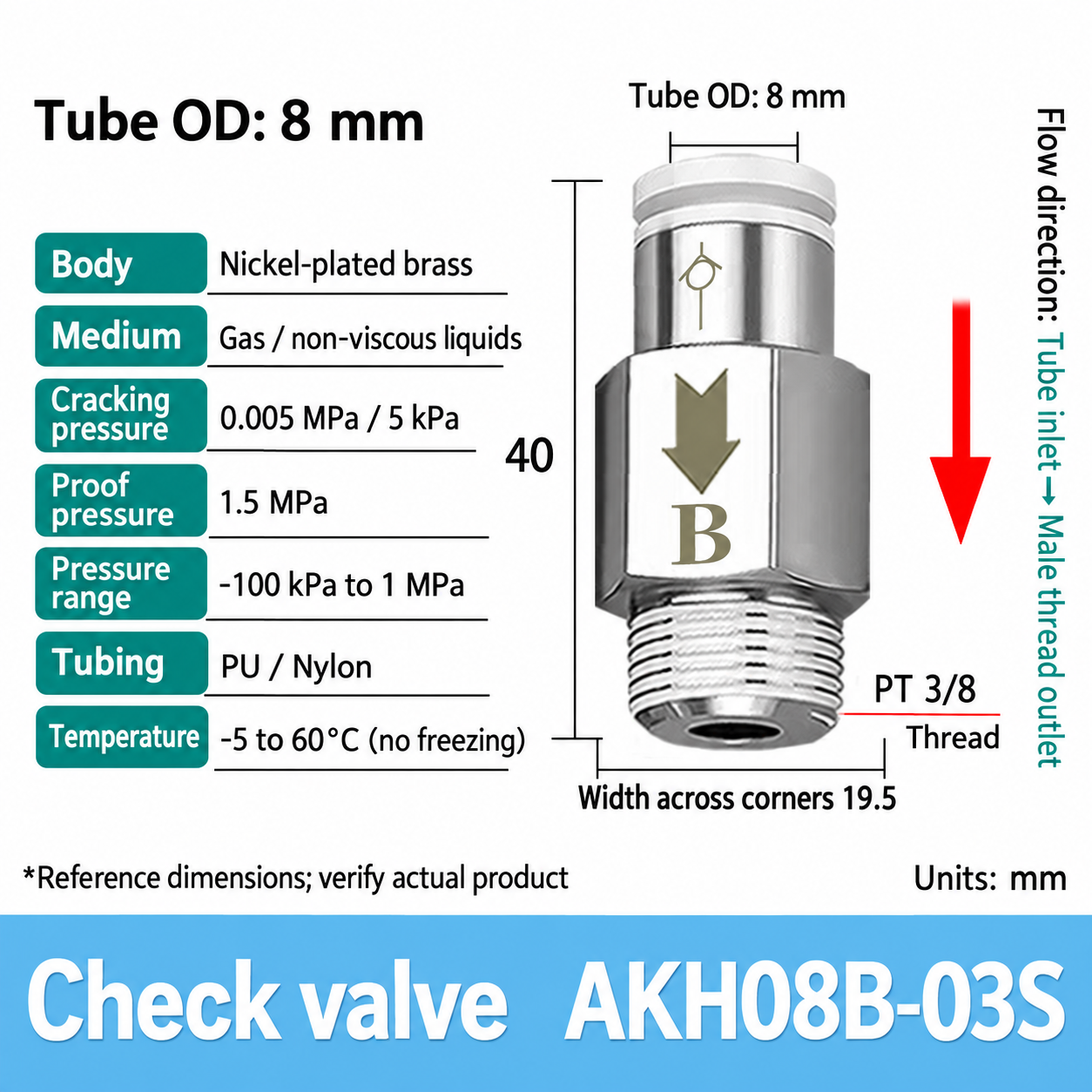 AKH08B-03S pneumatic check valve