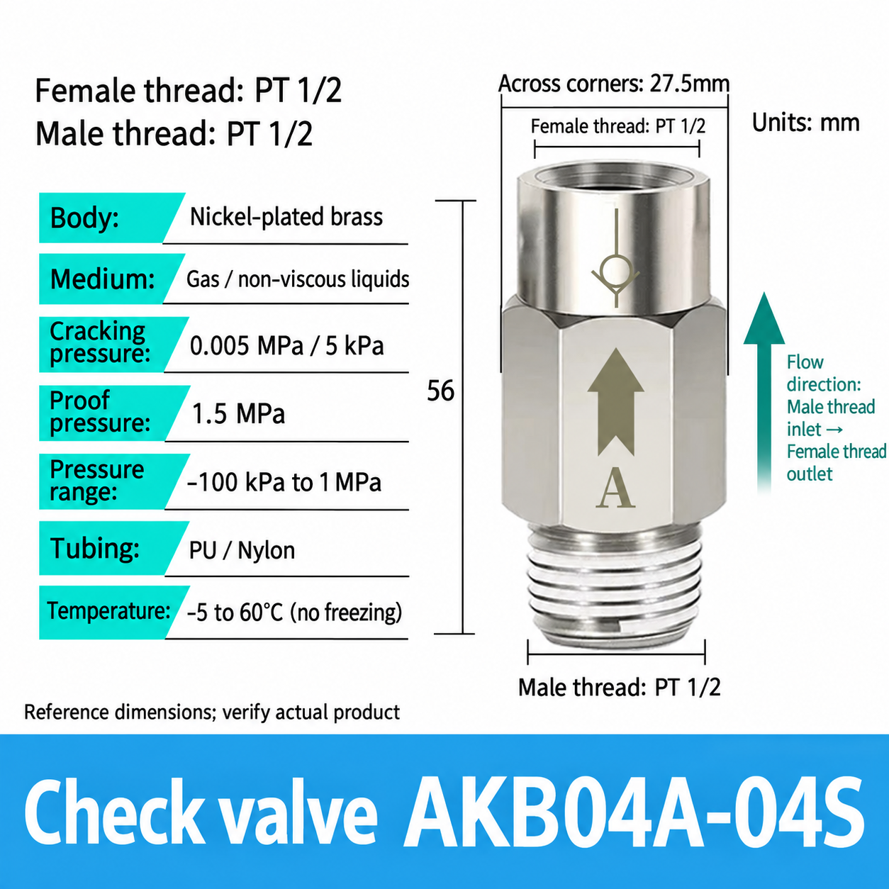 AKB04A-04S pneumatic check valve