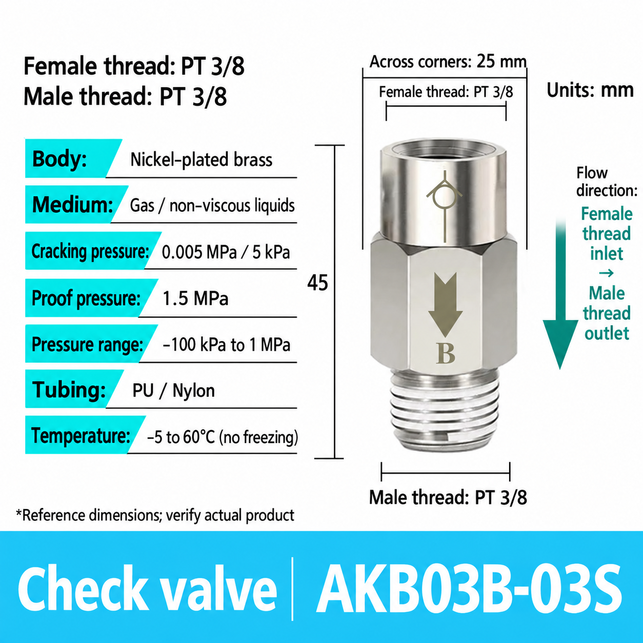 AKB03B-03S pneumatic check valve