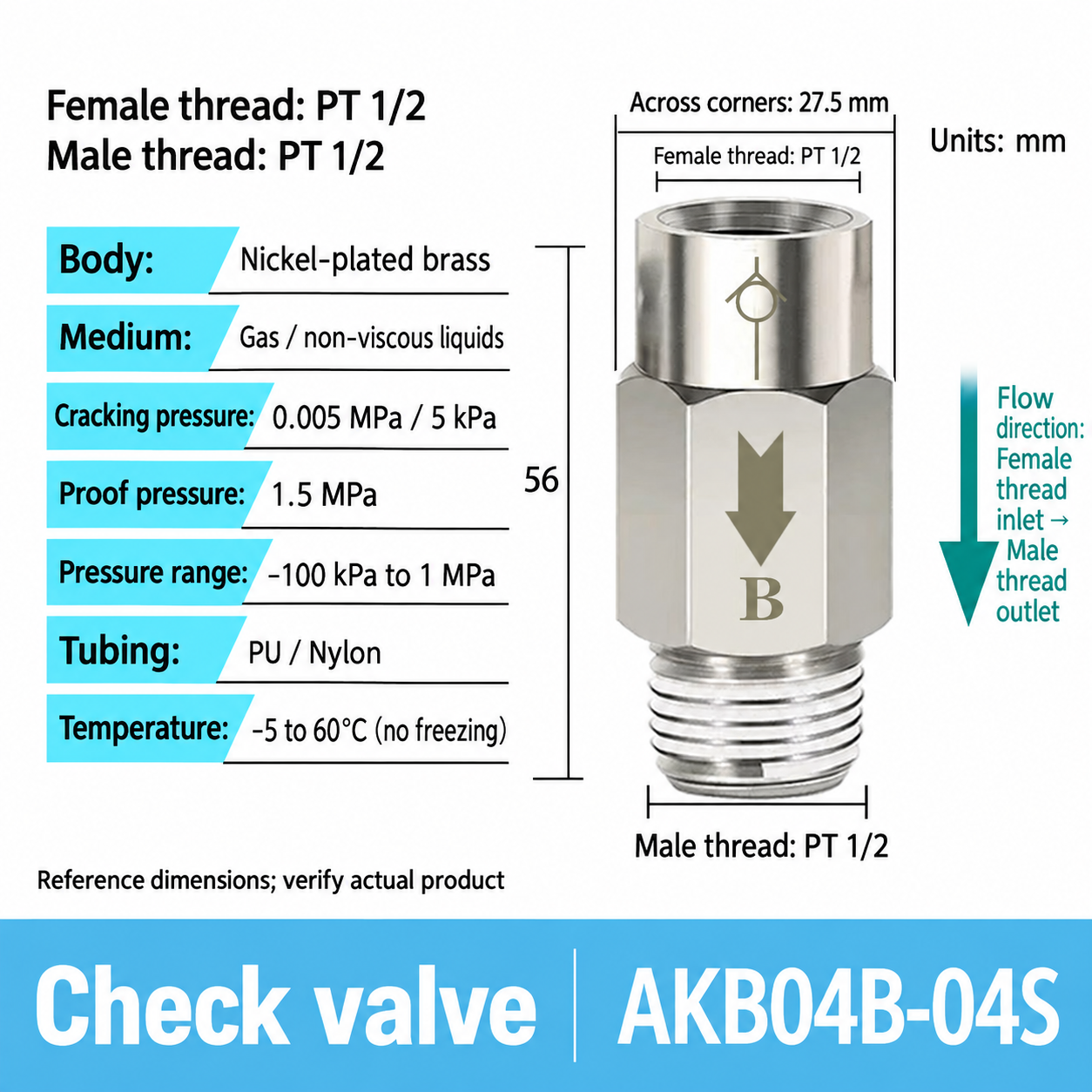 AKB04B-04S pneumatic check valve