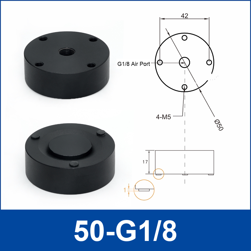 50-G1/8 + 6 mm Push-In Fitting non-contact vacuum gripper or floating tooling with technical dimensions