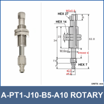 A-PT1-J10-B5-A10 rotary mini vacuum cup mount with dimensional drawing